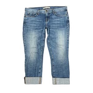 J Brand The Capri Mid Rise Rolled Cuff Jeans Denim Light Washed Blue Womens 30